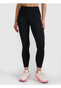 4f - 4F Legginsy do jogi i pilatesu szybkoschnące damskie - czarne M. Stan: podwyższony. Kolor: czarny. Materiał: materiał, elastan, włókno, syntetyk. Długość: długie. Sport: joga i pilates