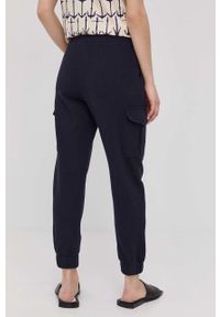 MAX&Co. spodnie bawełniane damskie kolor granatowy joggery high waist. Stan: podwyższony. Kolor: niebieski. Materiał: bawełna #2