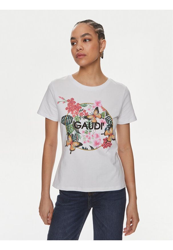 Gaudi T-Shirt 411FD64006 Biały Regular Fit. Kolor: biały. Materiał: bawełna