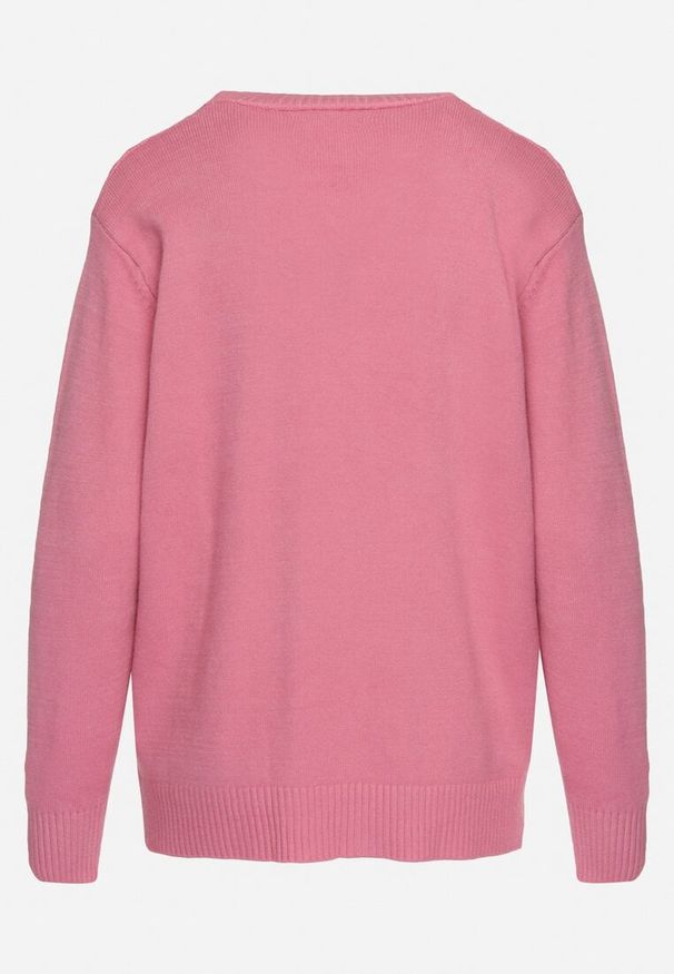 Born2be - Ciemnoróżowy Kardigan z Bawełną Kieszeniami i Tłoczeniami Mevalee. Okazja: na co dzień. Kolor: różowy. Materiał: bawełna. Długość rękawa: długi rękaw. Długość: długie. Wzór: aplikacja. Sezon: jesień, wiosna. Styl: klasyczny, casual, elegancki