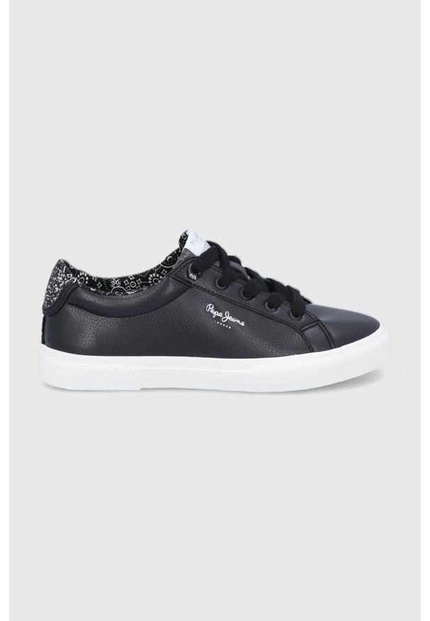 Pepe Jeans Tenisówki Kenton Plain damskie kolor czarny. Nosek buta: okrągły. Zapięcie: sznurówki. Kolor: czarny. Materiał: guma