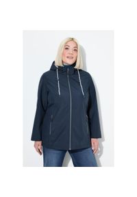 ULLA POPKEN - Damskie Kurtka softshell HYPRAR hydrofobowa kieszenie na zamek. Kolekcja: plus size. Kolor: niebieski. Materiał: poliester, materiał, elastan. Sport: turystyka piesza #1