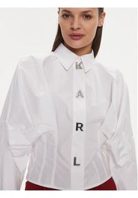 Karl Lagerfeld - KARL LAGERFELD Koszula 240W1602 Biały Regular Fit. Typ kołnierza: dekolt w karo. Kolor: biały. Materiał: bawełna #3