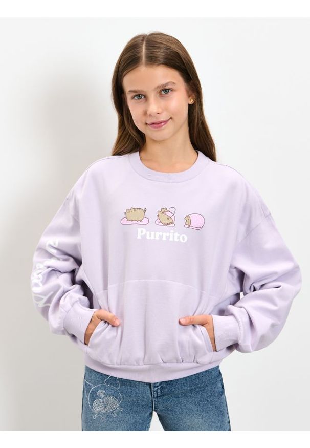 Sinsay - Bluza crewneck Pusheen the Cat - fioletowy. Kolor: fioletowy