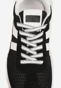 Born2be - Czarne Casualowe Sneakersy z Siateczkowymi Wstawkami Kassadina. Okazja: na co dzień. Kolor: czarny. Materiał: jeans #6