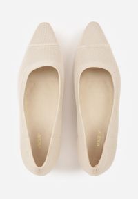 Born2be - Beżowe Czółenka VICES ze Sportowej Tkaniny na Słupku Waesbella. Nosek buta: otwarty. Kolor: beżowy. Materiał: tkanina. Obcas: na słupku. Styl: sportowy. Wysokość obcasa: średni #6