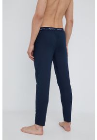 Pepe Jeans spodnie piżamowe bawełniane ROSSEE kolor granatowy gładka. Kolor: niebieski. Materiał: bawełna. Wzór: gładki