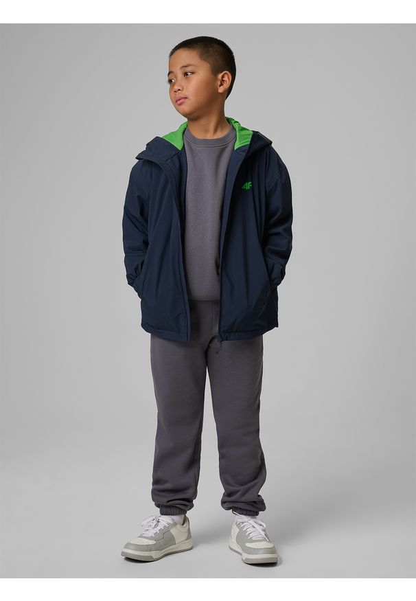 4f - 4F Kurtka przejściowa membrana 5000 dziecięca - granatowa 140 (9-10 lat). Okazja: na spacer, na co dzień, na uczelnię. Kolor: niebieski. Materiał: skóra, materiał. Sezon: lato. Styl: casual
