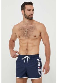 TOMMY HILFIGER - Tommy Hilfiger szorty kąpielowe kolor granatowy. Kolor: niebieski. Materiał: poliester #4