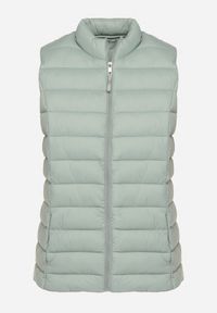 Born2be - Jasnozielona Pikowanana Kamizelka Sifitta. Okazja: na co dzień. Kolor: zielony. Materiał: jeans. Styl: klasyczny, casual, elegancki #6