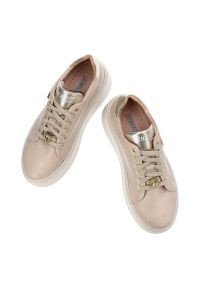 Brązowe Sneakersy Libero Modne Obuwie Damskie. Okazja: na co dzień, do pracy. Kolor: brązowy. Materiał: materiał. Styl: casual #6