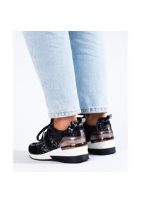 Goodin Skórzane Sneakersy Snake Print czarne. Kolor: czarny. Materiał: skóra. Wzór: nadruk #2
