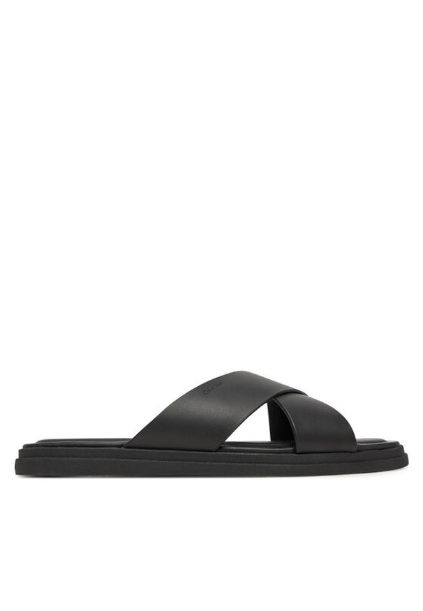 Calvin Klein Klapki Criss Cross Sandal HM0HM01737 Czarny. Kolor: czarny. Materiał: skóra