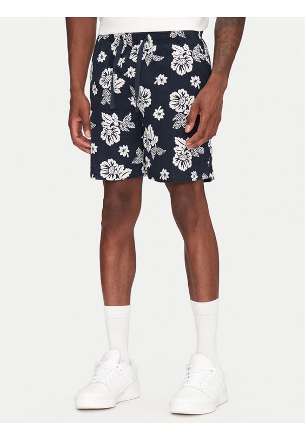 Tommy Jeans Szorty materiałowe Slub Aop Beach DM0DM21947 Granatowy Regular Fit. Kolor: niebieski. Materiał: bawełna