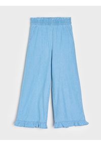 Sinsay - Jeansy wide leg z ozdobnymi falbanami - niebieski. Kolor: niebieski #1