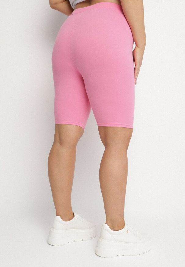 Born2be - Jasnoróżowe Szorty Kolarki z Bawełny Faniren. Kolekcja: plus size. Kolor: różowy. Materiał: bawełna