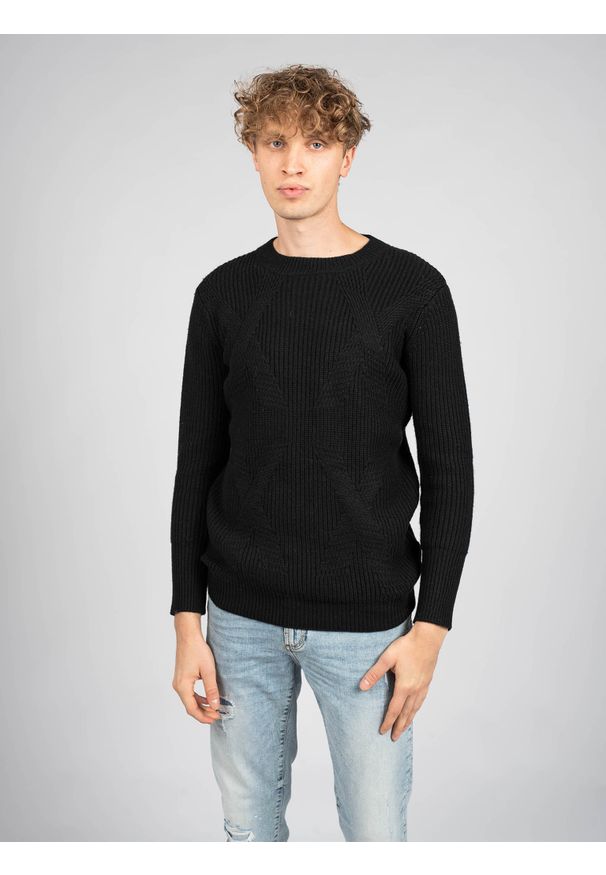 Marciano Guess Sweter "Megan" | 0BG505 5600Z | Megan | Mężczyzna | Czarny. Okazja: na co dzień. Kolor: czarny. Materiał: poliamid, wełna. Wzór: ze splotem, aplikacja. Styl: casual