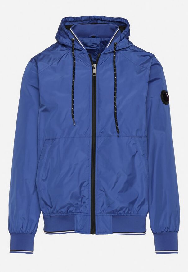 Born2be - Niebieska Kurtka Wiatrówka z Kapturem i Zasuwanymi Kieszeniami Aridiga. Typ kołnierza: kaptur. Kolor: niebieski. Styl: elegancki