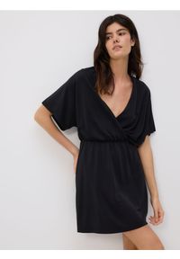 Reserved - Sukienka mini z modalem - ciemnoszary. Kolor: szary. Materiał: dzianina. Długość: mini #1