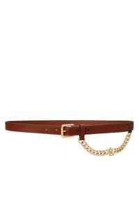 Lauren Ralph Lauren - LAUREN RALPH LAUREN Pasek Damski Logo-Chain Leather Skinny Belt 412968767001 Brązowy. Kolor: brązowy. Materiał: skóra