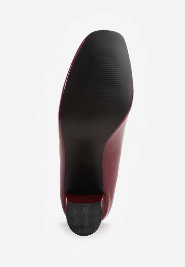 Born2be - Bordowe Lakierowane Czółenka na Obcasie ze Skórzaną Wkładką Naorisa. Kolor: czerwony. Materiał: skóra, lakier. Obcas: na obcasie. Styl: klasyczny. Wysokość obcasa: średni