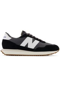 Buty New Balance MS237GA – czarne. Okazja: na co dzień. Kolor: czarny. Materiał: skóra, zamsz, materiał, guma. Szerokość cholewki: normalna #1