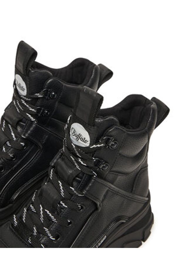 Buffalo Trzewiki Venom Mid 1622618 Czarny. Kolor: czarny. Materiał: skóra