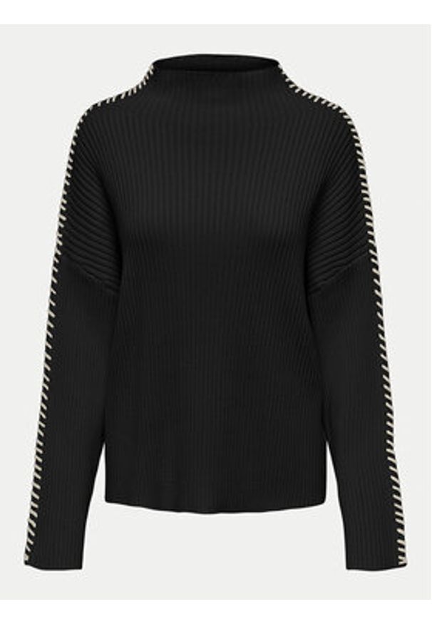 only - ONLY Golf Queenie 15330680 Czarny Loose Fit. Typ kołnierza: golf. Kolor: czarny. Materiał: bawełna