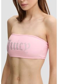 Juicy Couture - JUICY COUTURE Różowy strój kąpielowy Bandeau Bikini Set, Rozmiar L. Kolor: różowy. Materiał: materiał, nylon, elastan #7