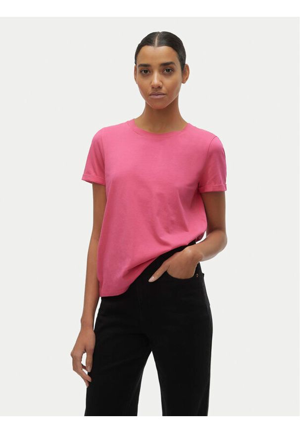 Vero Moda T-Shirt Paula 10243889 Różowy Regular Fit. Kolor: różowy. Materiał: bawełna