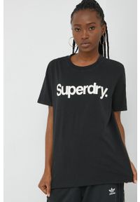 Superdry t-shirt bawełniany kolor czarny. Kolor: czarny. Materiał: bawełna. Wzór: nadruk #3