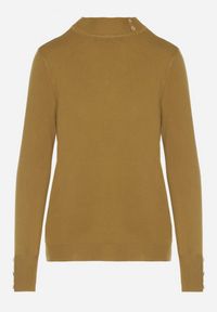 Born2be - Zielony Dopasowany Golf z Aplikacjami przy Dekolcie i Rękawach Unella. Typ kołnierza: golf. Kolor: zielony. Materiał: jeans. Wzór: aplikacja. Styl: elegancki