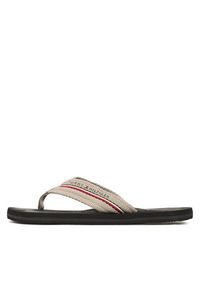 TOMMY HILFIGER - Tommy Hilfiger Japonki Corporate Hilfiger Beach Sandal FM0FM04471 Szary. Kolor: szary. Materiał: materiał