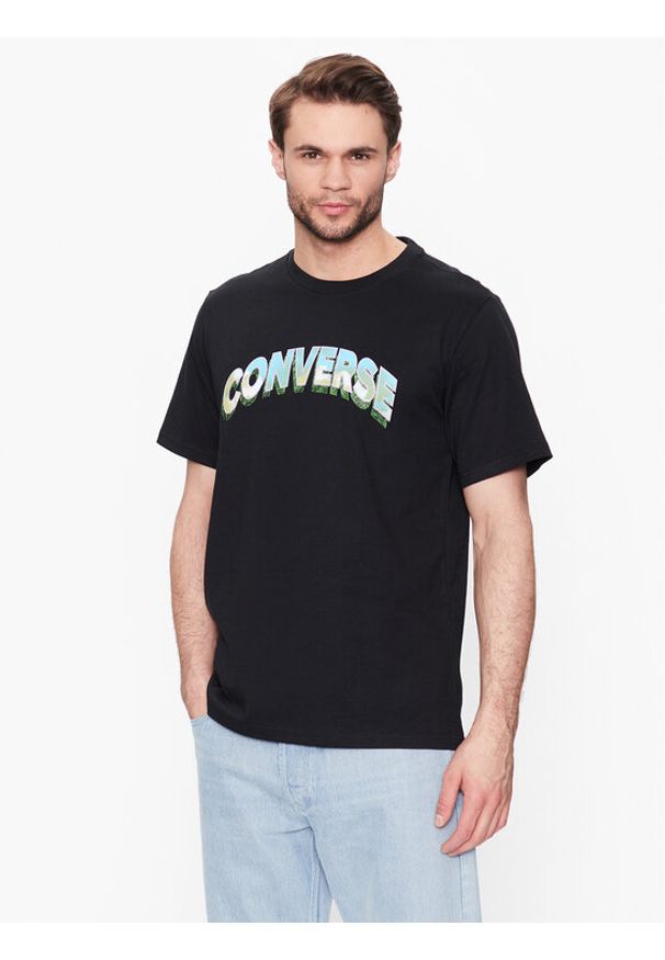 Converse T-Shirt Cloud Fill 10024589-A02 Czarny Regular Fit. Kolor: czarny. Materiał: bawełna