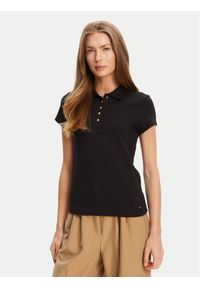 TOMMY HILFIGER - Tommy Hilfiger Polo Gold Button WW0WW45768 Czarny Slim Fit. Typ kołnierza: polo. Kolor: czarny. Materiał: bawełna
