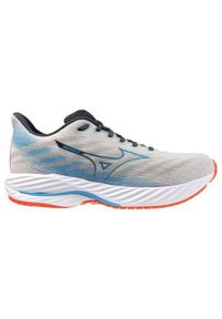 Buty do biegania męskie Mizuno Wave Rider 28. Zapięcie: sznurówki. Kolor: biały. Materiał: materiał, syntetyk, tkanina. Szerokość cholewki: normalna. Model: Mizuno Wave