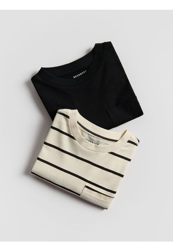 Reserved - Bawełniany longsleeve 2 pack - złamana biel. Materiał: bawełna. Długość rękawa: długi rękaw