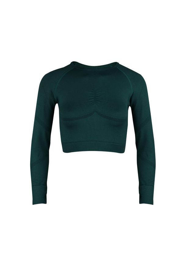 BESHAPED - Longsleeve fitness damski Beshaped Power Up! bezszwowy. Kolor: zielony. Materiał: nylon. Sport: fitness
