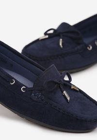 Born2be - Niebieskie Mokasyny na Płaskiej Podeszwie z Kokardką Ariteia. Okazja: na co dzień, na spotkanie biznesowe, do pracy. Kolor: niebieski. Materiał: jeans. Wzór: aplikacja. Obcas: na płaskiej podeszwie. Styl: biznesowy, casual, elegancki #5