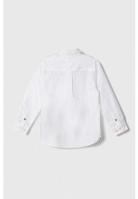 TOMMY HILFIGER - Tommy Hilfiger koszula bawełniana dziecięca kolor biały. Okazja: na co dzień. Typ kołnierza: kołnierzyk klasyczny. Kolor: biały. Materiał: bawełna. Styl: casual, klasyczny #2