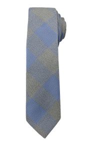 Męski Krawat Alties - Popielato-niebieski w Duże Kwadraty. Kolor: niebieski. Materiał: tkanina. Styl: elegancki, wizytowy