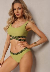 Renee - Zielone 2-Częściowe Bikini z Ozdobnymi Gumkami Figi i Top Namarie. Stan: podwyższony. Kolor: zielony. Wzór: aplikacja #1