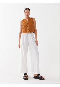 only - ONLY Spodnie materiałowe Tokyo 15259590 Biały Straight Fit. Kolor: biały. Materiał: len #5