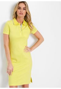Sukienka shirtowa polo bonprix jasny oliwkowy - srebrnoszary. Typ kołnierza: polo. Kolor: żółty. Styl: elegancki #3