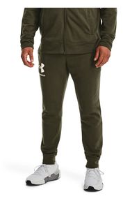 Under Armour Spodnie dresowe UA Rival Terry Jogger 1361642 Khaki Regular Fit. Kolor: brązowy. Materiał: dresówka