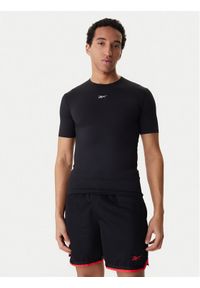 Reebok Koszulka techniczna RK25599CCM Czarny Slim Fit. Kolor: czarny. Materiał: syntetyk #1