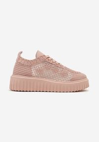Renee - Różowe Sneakersy Vices na Platformie z Ażurową Cholewką Lumerise. Okazja: na co dzień. Kolor: różowy. Szerokość cholewki: normalna. Wzór: ażurowy. Obcas: na platformie #5