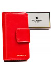Portfel damski Peterson PTN 008-BH czerwony. Kolor: czerwony. Materiał: skóra ekologiczna. Wzór: aplikacja, gładki
