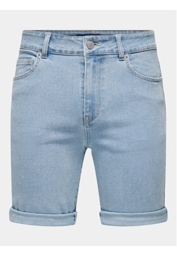 Only & Sons Szorty jeansowe Ply 22029038 Niebieski Regular Fit. Kolor: niebieski. Materiał: bawełna, syntetyk