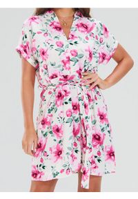 Sinsay - Wiskozowa sukienka mini w kwiatowy wzór - wielobarwny. Materiał: wiskoza. Wzór: kwiaty. Długość: mini #1